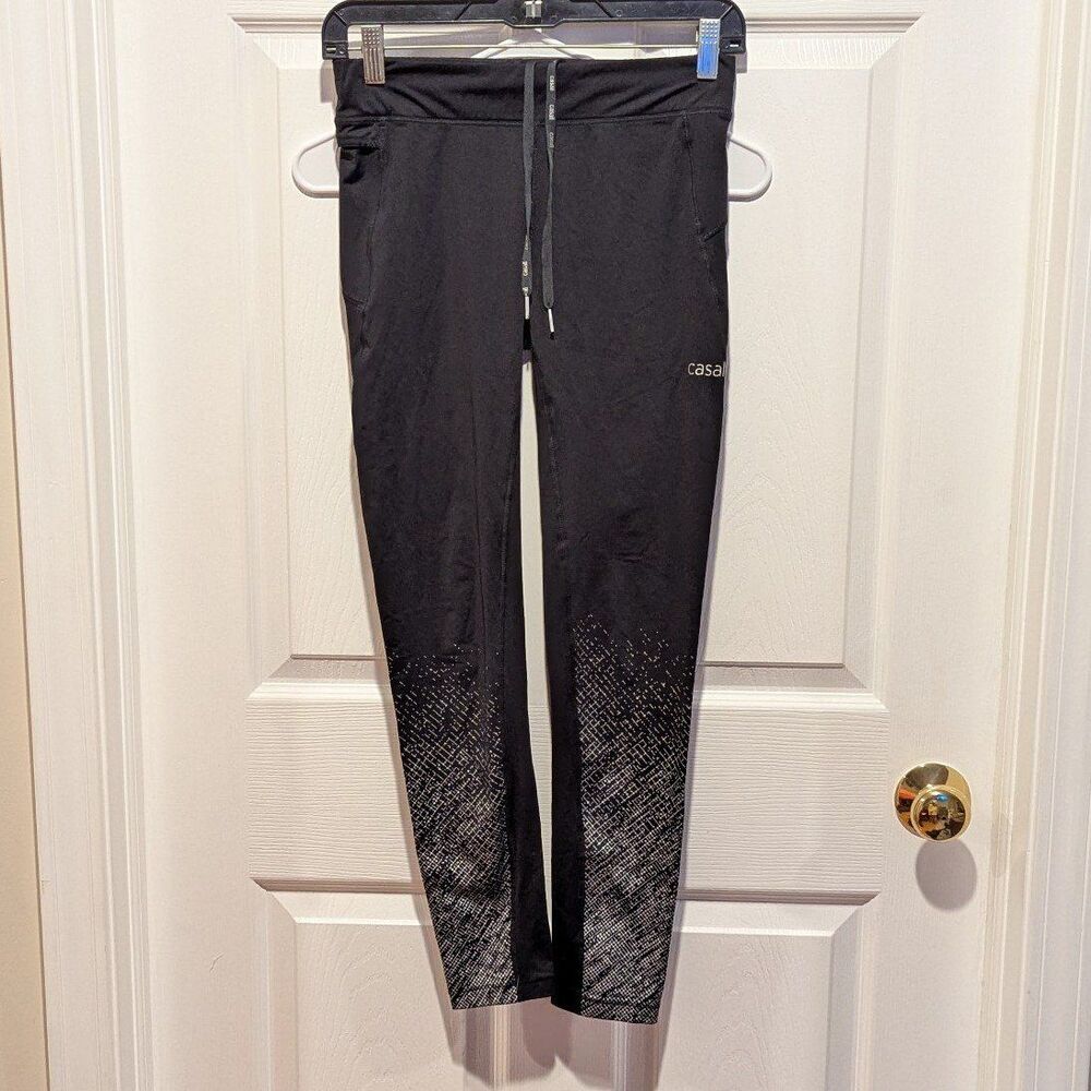 Casall Size 6 Black & Gray Leggings Athletic Athleisure Gorpcore Workout Pants